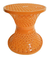 Kuber Industries Mesh Design Both Sided Plastic Sitting Stool for Indoor & Outdoor in Damroo Style- Pack of 2 (Brown & Yellow), Standard (HS_38_KUBMART021808)